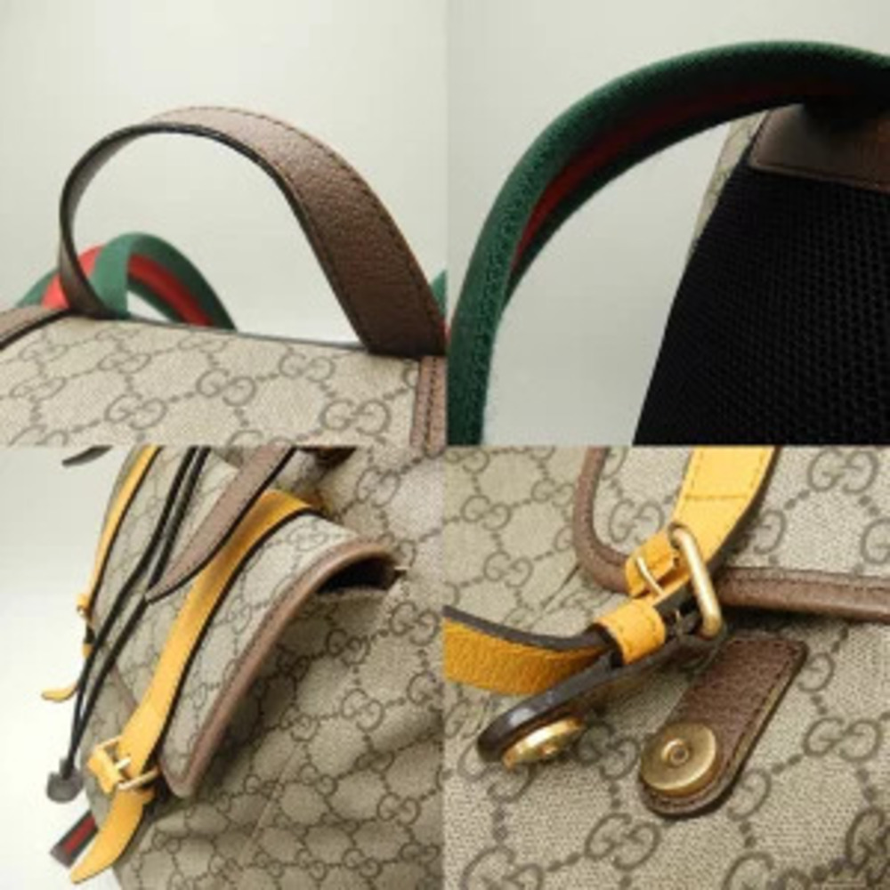 Gucci Backpack Rucksack GG Beige Soft Daypack Supreme Canvas - Picture 8 of 9